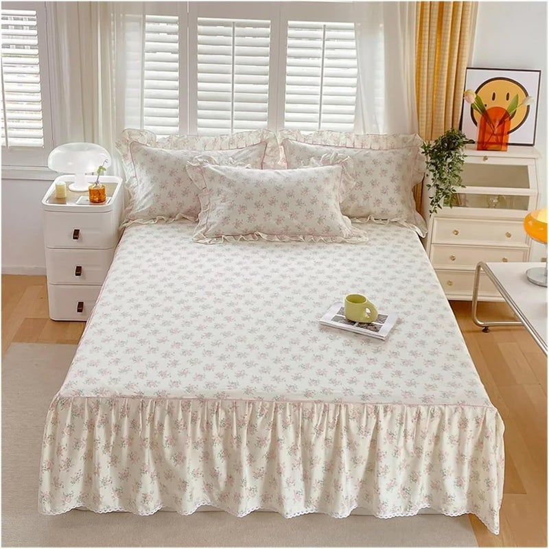 Ruffle Bed Skirt Skirt Floral Printed Bed Sheet with Ruffles Full Size Bed(Color 7,180x200x45cm 1pc) - Image 1