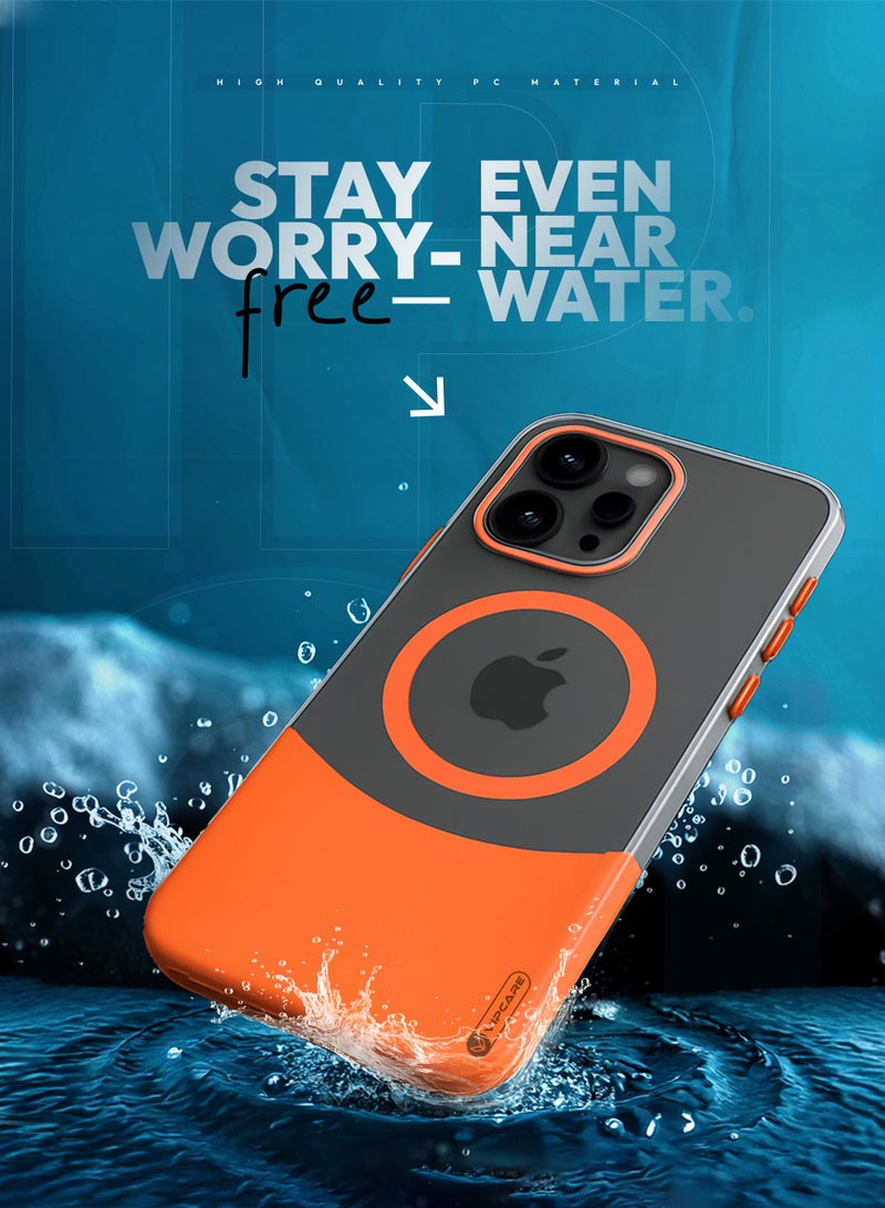 Vipcare Iphone 14 Pro PC Duo Magcase Drop Protection and Scratch proof Iphone 14 Pro Magsafe Magnetic Wireless chanrging Iphone Case Orange - Image 3