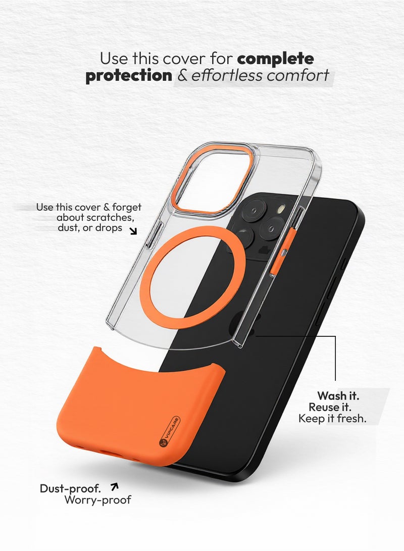 Vipcare Iphone 14 Pro PC Duo Magcase Drop Protection and Scratch proof Iphone 14 Pro Magsafe Magnetic Wireless chanrging Iphone Case Orange - Image 5
