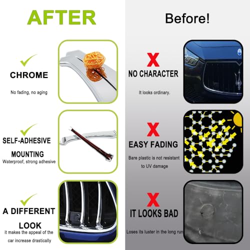 YOCTM تقليم كروم لشبكة أمامية لسيارة مازيراتي غيبلي 2013 2014 2015 2016 2017 قطع غيار وإكسسوارات تزيين شبكة أمامية 12 قطعة - Image 2