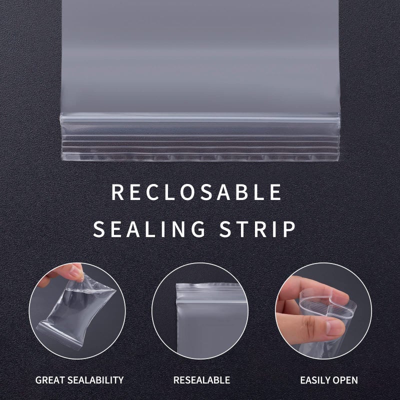 WOW DING Small Plastic Bags, 300 PCS Mini Baggies, 3 Assorted Sizes, Transparent Jewelry Bags Reclosable, Clear Zip lock Bags, Resealable Poly Bags for Pill, Beads, Screws, Packaging - Image 3
