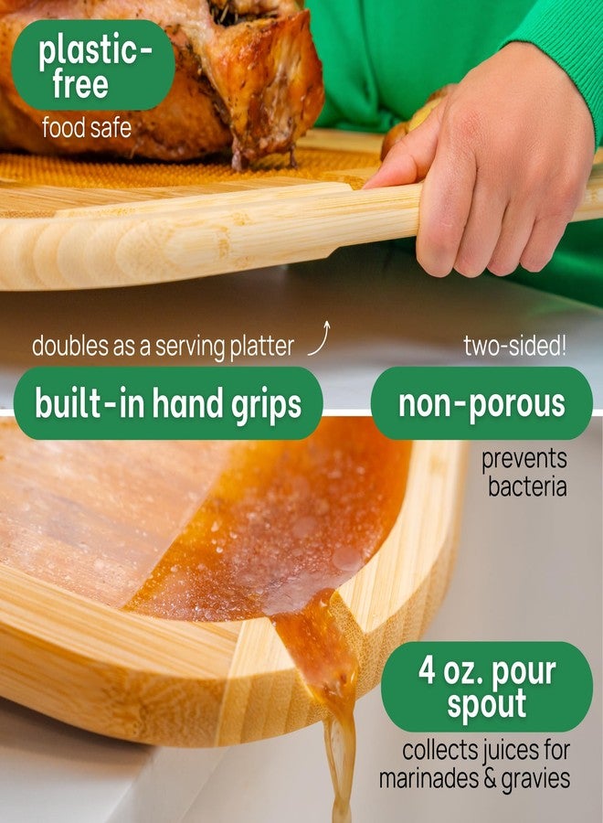 GREENER CHEF 18 Inch Extra Large Organic Turkey Carving Board with Lifetime Replacements - XL Wooden Butcher Block Meat Cutting Board with Pour Spout - Thanksgiving Cooking Essentials - Image 5