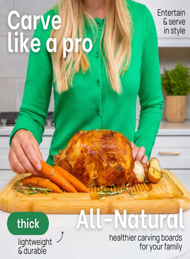 GREENER CHEF 18 Inch Extra Large Organic Turkey Carving Board with Lifetime Replacements - XL Wooden Butcher Block Meat Cutting Board with Pour Spout - Thanksgiving Cooking Essentials - Image 4