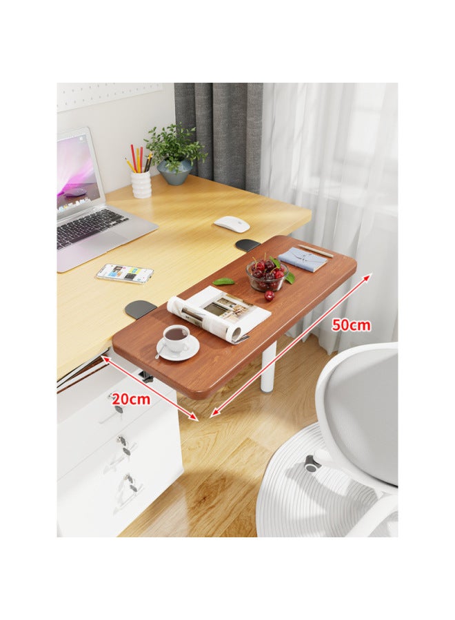 Desktop Extension Hand Support Computer Desk Desk Side Table Board Bracket Keyboard Dormitory Station Board Widened Folding Extension-Pattern:Black Bracket + Teak Board 50*20*1.2 - Image 1