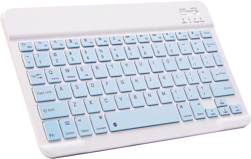 Generic Ultra-Slim Bluetooth Keyboard Portable Mini Wireless Keyboard Rechargeable for Tablet Phone Smartphone iAndroid (10 inch Blue). - Image 1