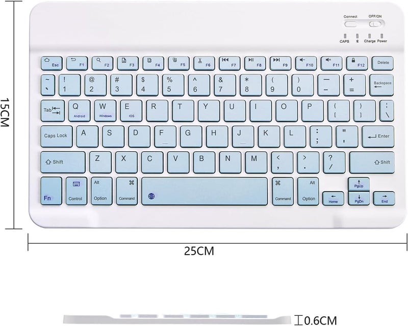 Generic Ultra-Slim Bluetooth Keyboard Portable Mini Wireless Keyboard Rechargeable for Tablet Phone Smartphone iAndroid (10 inch Blue). - Image 2