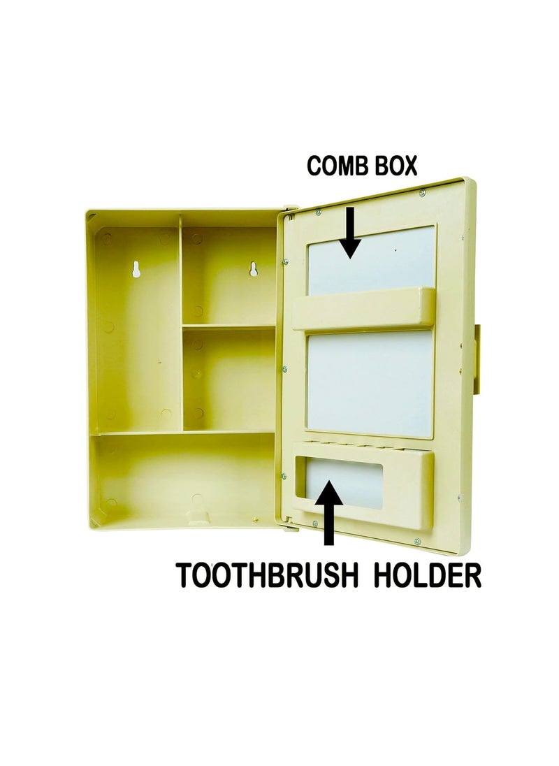 Epraiser Epraiser Plastic Small Size Mini Mulituse Multi Storage Wall Cabinet with Mirror for Bathroom Kitchen Washbasin Dressing Unit Makeup Beauty Medicine toiletries Organiser Box Cupboard Creamy Ivory  - Image 3
