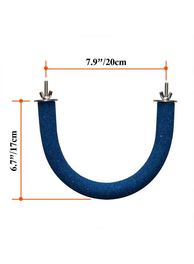 ريبيت حامل على شكل حرف U من Rypet لعصا طحن وتنظيف الأقدام، حامل على شكل طائر من الكوارتز ذو سطح خشن، ملحقات قفص واقف للببغاوات الصغيرة والكوكتيل والكونيور والببغاوات والعصافير (أزرق) - Image 2