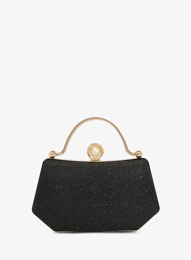 Gold Accent Top Handle Clutch