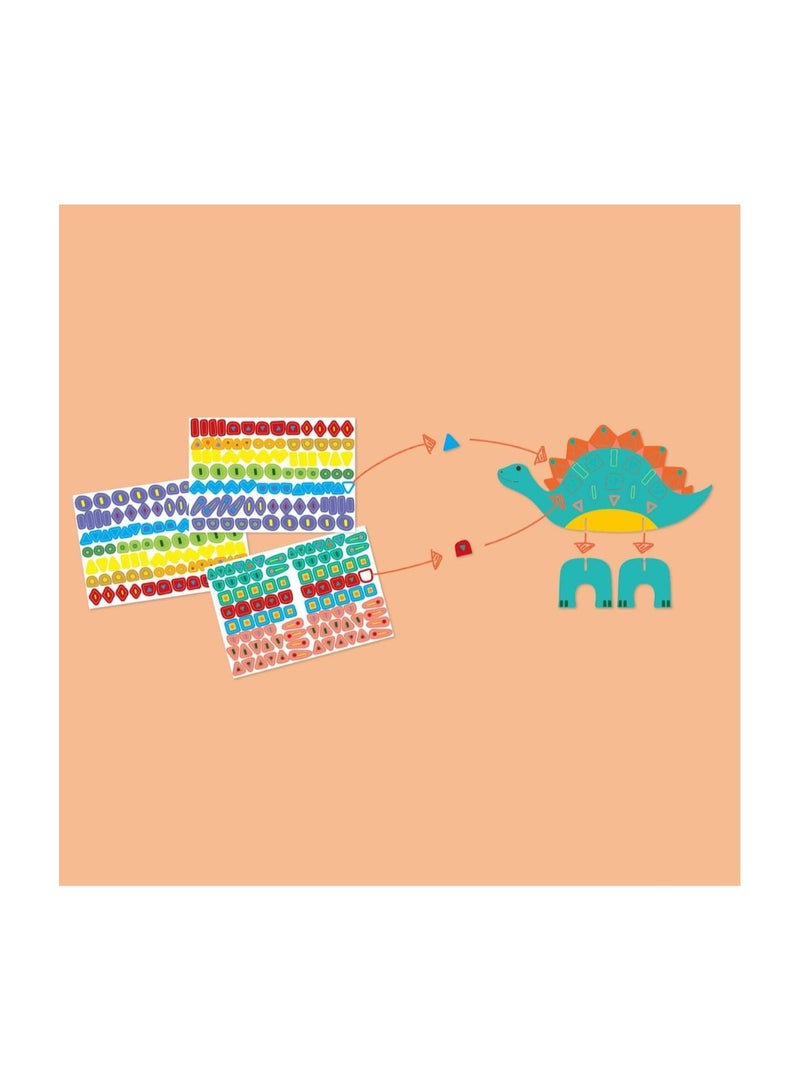 Avenir Stick 'N Play Series - Dino World | 200+ Reusable Stickers for Endless Fun! Create Play Scenes with 8 Illustrated Theme Cards, Make Your Own Animal Figures | For Kids 3+ - Image 3