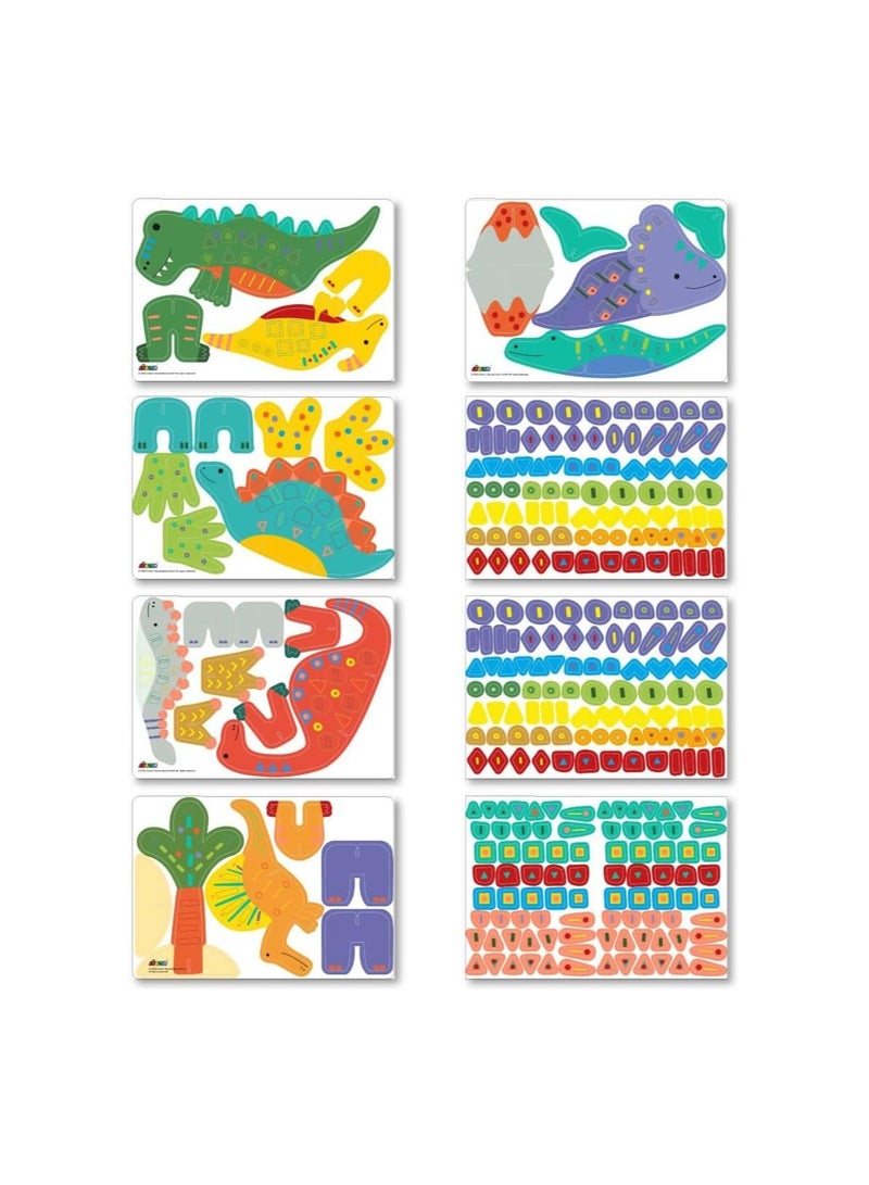 Avenir Stick 'N Play Series - Dino World | 200+ Reusable Stickers for Endless Fun! Create Play Scenes with 8 Illustrated Theme Cards, Make Your Own Animal Figures | For Kids 3+ - Image 4