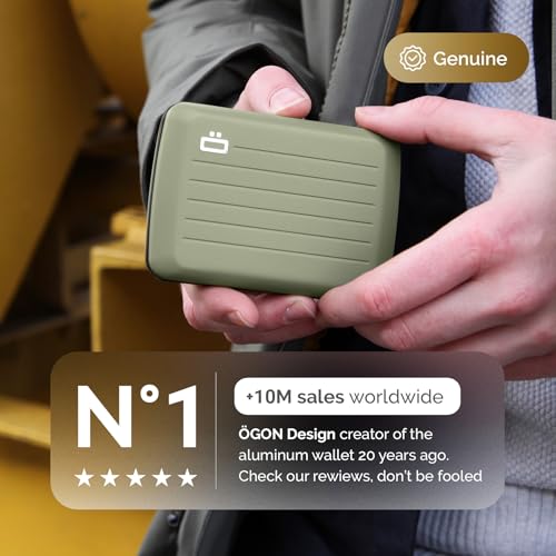 ÖGON -DESIGNS- Aluminum card holder with metal lock, RFID protection against fraud and demagnetization, compact wallet, Smart Case OSLO model (Matt paint Green) - Image 3