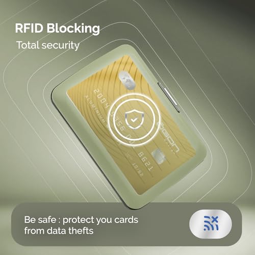 ÖGON -DESIGNS- Aluminum card holder with metal lock, RFID protection against fraud and demagnetization, compact wallet, Smart Case OSLO model (Matt paint Green) - Image 5