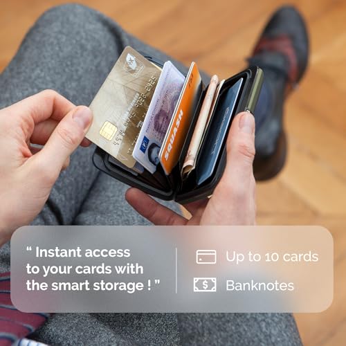 ÖGON -DESIGNS- Aluminum card holder with metal lock, RFID protection against fraud and demagnetization, compact wallet, Smart Case OSLO model (Matt paint Green) - Image 4