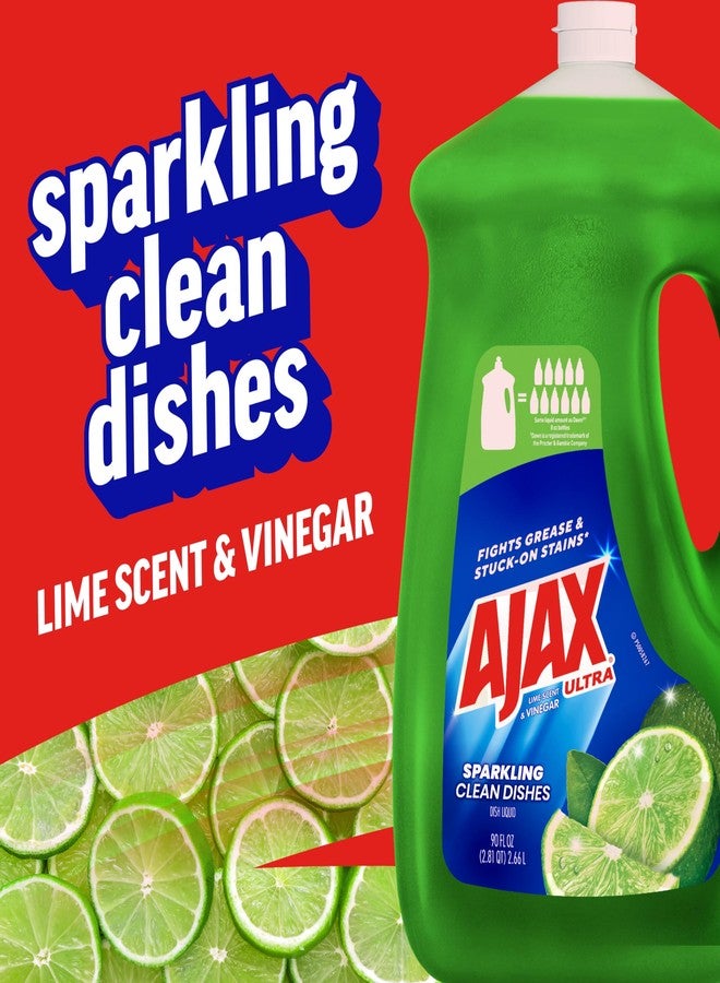 Ajax Ultra Liquid Dish Soap Vinegar and Lime Scent, Sparkling Clean Dishes, 90 fl oz Bottle - Image 2