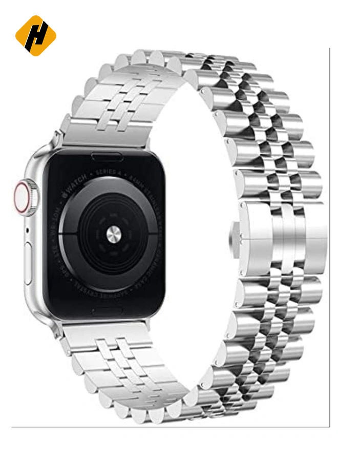 HuHa Compatible with Apple Watch Band 41mm 40mm 38mm, Stainless Steel Heavy Band with Butterfly Folding Clasp Link Bracelet for iWatch Series8/7/6/ SE Series 5/4/3/Men Women,  - Image 1