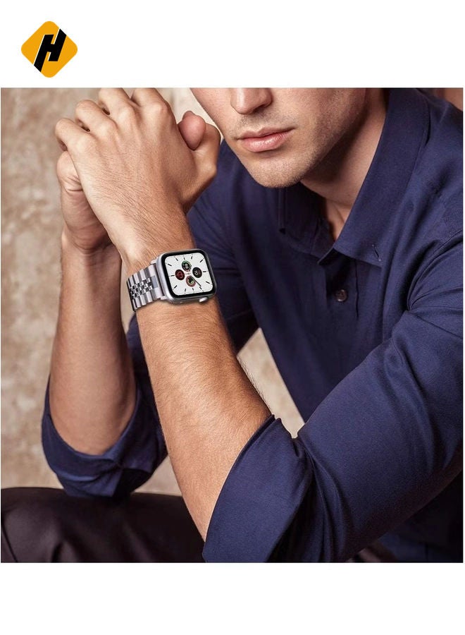 HuHa Compatible with Apple Watch Band 41mm 40mm 38mm, Stainless Steel Heavy Band with Butterfly Folding Clasp Link Bracelet for iWatch Series8/7/6/ SE Series 5/4/3/Men Women,  - Image 5