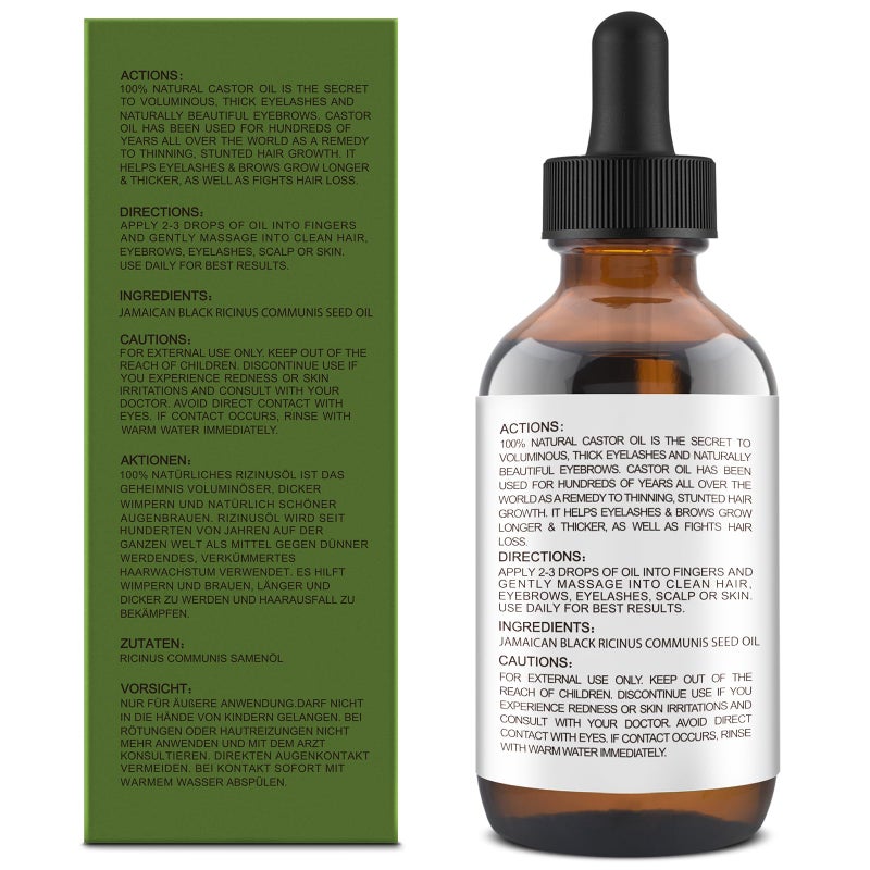 GoldWorld100% Organic Pure Black Castor Oil Cold Pressed,for Hair Eyebrows Eyelash Growth Serum to Grow Lashes,Castor Oil for Skin Body Face,Caster Oils Unrefined in Glass Bottle Hexane Free - Image 2