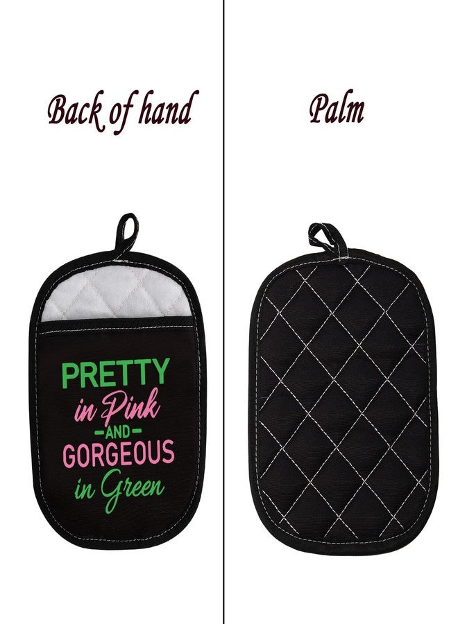 LEVLO Sorority Oven Mitts Pretty and Gorgeous in Green Oven Mitts Gift for Women Girl Kitchen Baking Lovers (Pretty) - Image 3