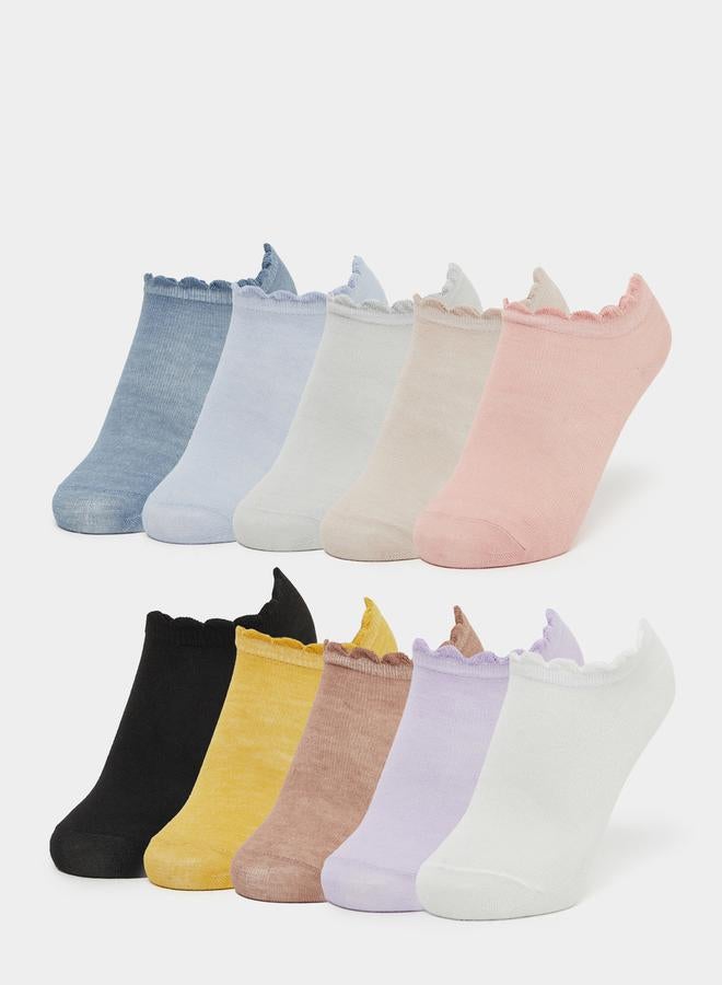 Styli Set of 10 - Scallop Edge Ankle Socks  - Image 1