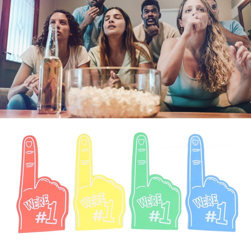 Sports Fan Foam Finger: 4-Pack EVA Foam, Lightweight Portable Double-Sided Print Cheer Gear - Reliable Long-Lasting Cheerleading Props for Sports Events Themed Parties Outdoor Activities - Image 1