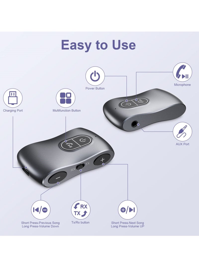 Y&D Bluetooth Adapter for Car, 5.3 Transmitter Receiver, Portable 3.5mm Aux Hands-Free Call, Low Latency, Car Home Stereo, TV, Headphones, Speaker  - Image 2
