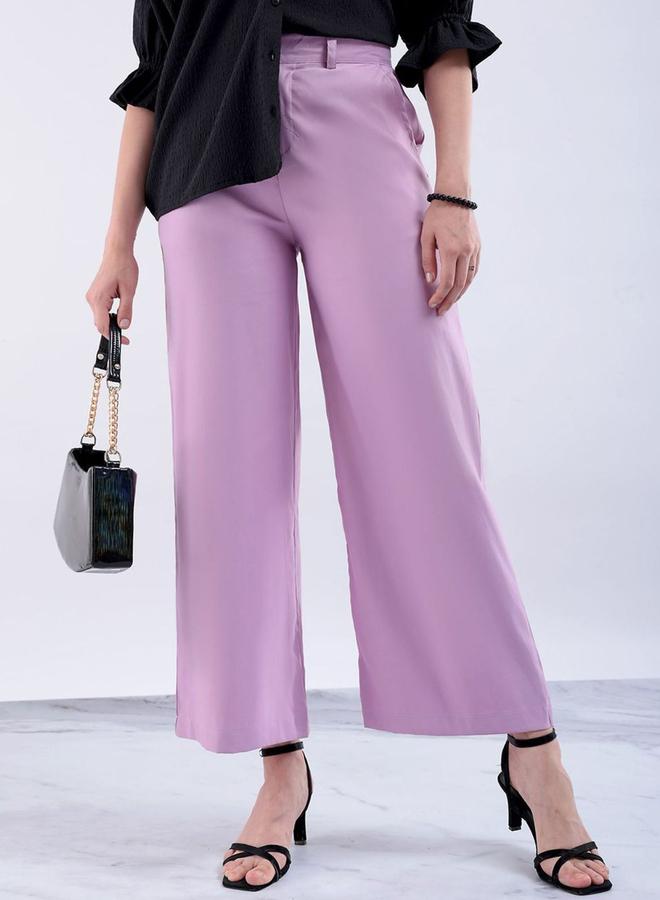 Freehand Women Purple Flared Solid Trousers - Image 1