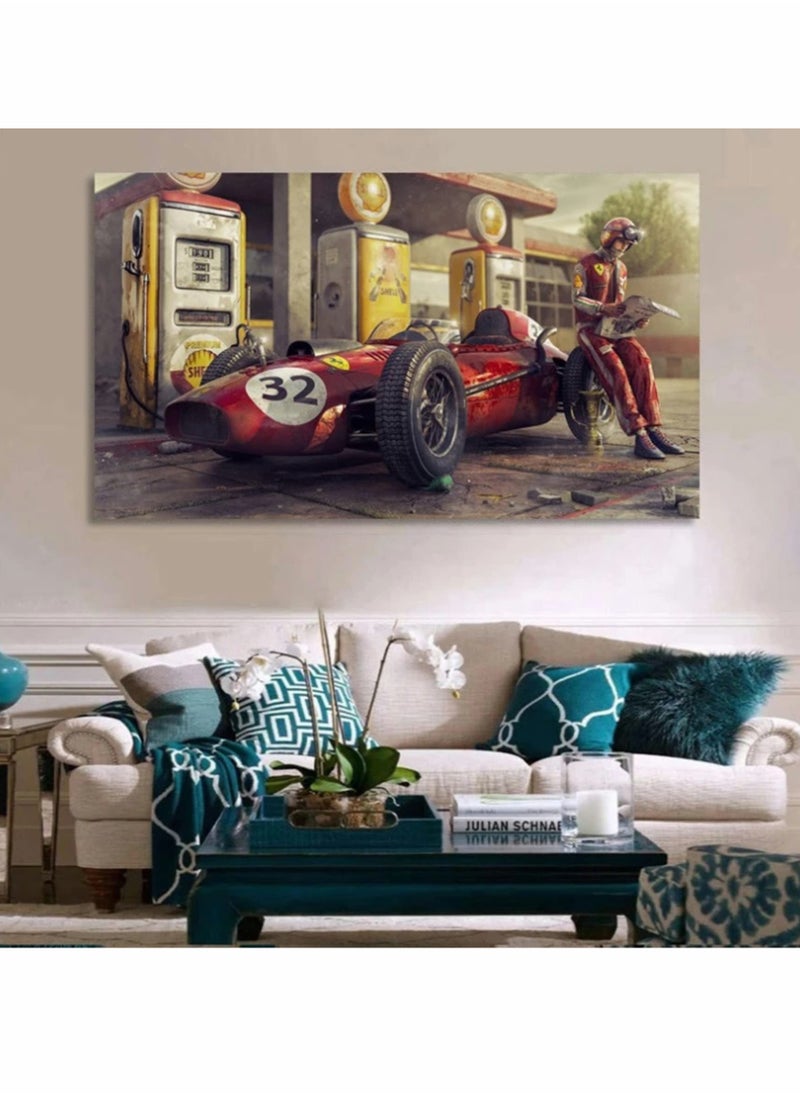 KASTWAVE - Canvas Painting Poster Wall Art Room Decor Vintage Car Posters Prints Ferraris Classic Racing F1 Race Car Artwork Wall for Living Room Office Decor(50X75Cm No Frame) - Image 1
