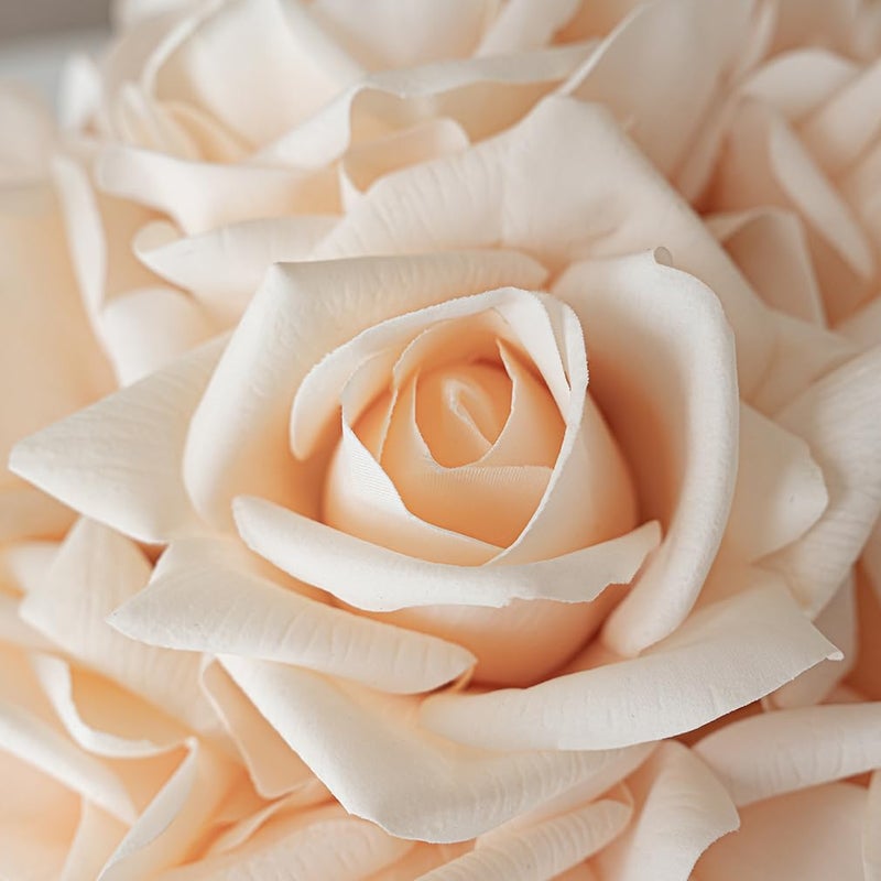 DUYONE Artificial Roses Single Stem 10pcs Fake Silk Flower Arrangement Bouquet for Home Party Wedding Decoration(Pink Champagne) - Image 2
