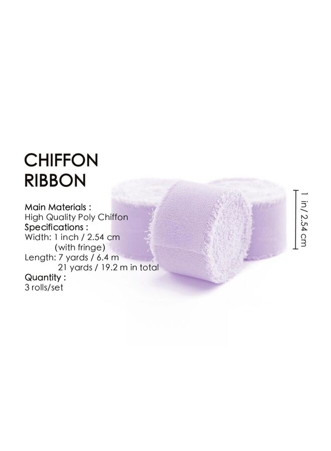 LAMAY 3PCS Chiffon Ribbon Mixed Color Ribbon Set Tassel Fabric for Wedding Invitations, Bridal Bouquets, Party Decorations, Gift Wrapping, Bow Making (Purple) - Image 2