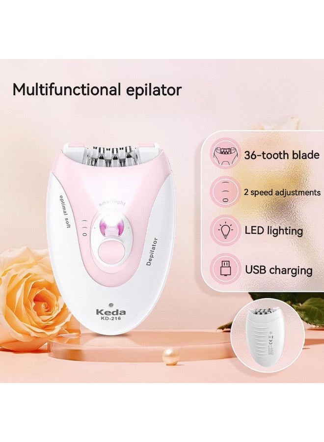 Keda KD-216 Epilator, Cleaning Brush, Smart Light, Pink - Image 5