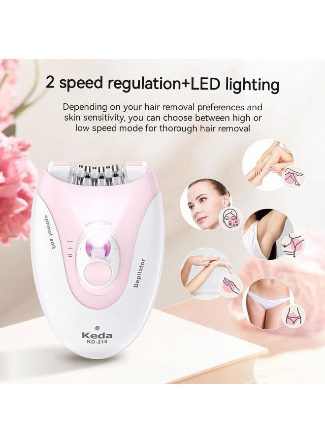 Keda KD-216 Epilator, Cleaning Brush, Smart Light, Pink - Image 4