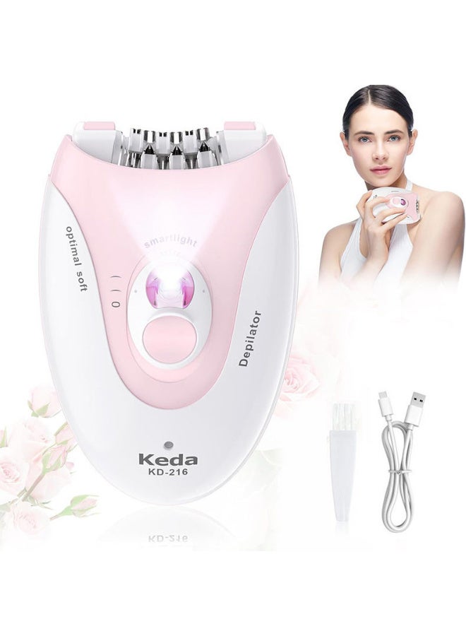 Keda KD-216 Epilator, Cleaning Brush, Smart Light, Pink - Image 1