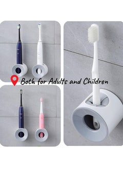 Oasisgalore Electric Toothbrush Holder, Wall Mounted for Shower Space-Saving, Storage Organizer Caddy for Kids, Bathroom Decor (2 Grey)  - Image 5