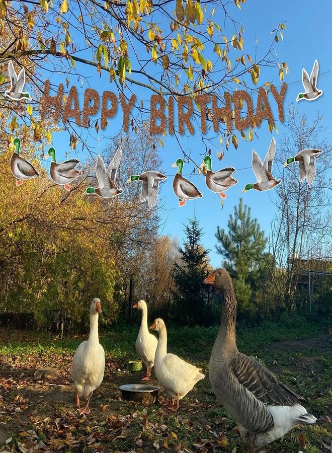 Fangleland Mallard Duck Birthday Banner Decorations, Rustic Duck Theme Happy Birthday Banner Garland Bunting Set Bday Party Supplies for 1 2 3 4 Year Old Boy - Image 4