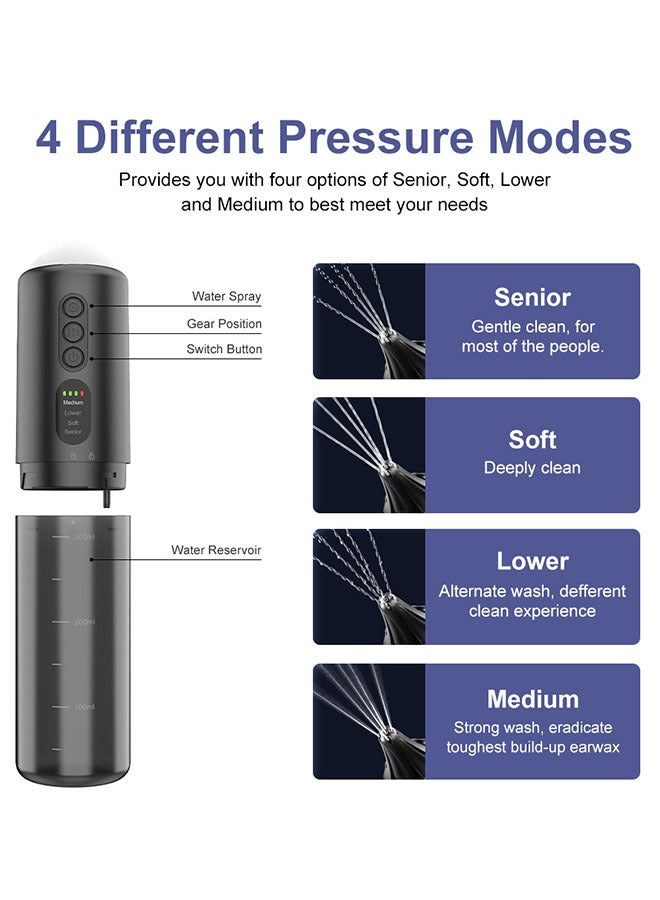 general Ear Wax Removal Kit,Water Powered Ear Cleaner with 4 Pressure Modes, Ear Irrigation Flushing System Waterproof Electric Ear Cleaning Tool for Adults u0026 Kids with Basin u0026 6 Tips(Black) - Image 5