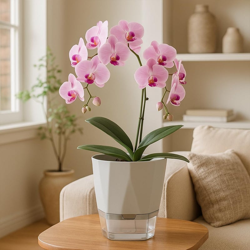Planterhoma 5 Pack Self Watering Pots for Indoor Plants 6.7 Inches Self Watering Planters African Violet Self Watering Pots Clear Pot for Herb Orchid Flower Houseplant, Light Grey - Image 2