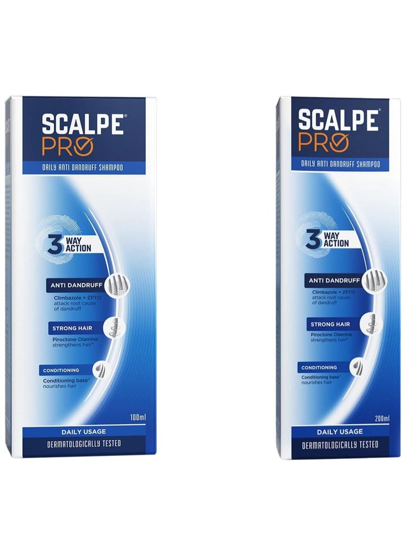 Scalpe Pro Anti Dandruff Shampoo (200ml) and Daily Anti-Dandruff Shampoo (100ml) with Climbazole & ZPTO Formulation - Image 1
