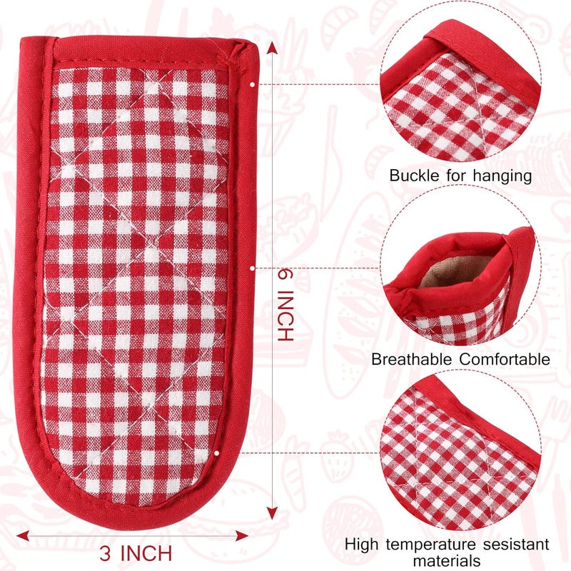Geiserailie 8 Pieces Pan Handle Sleeve Heat Resistant Pot Sleeve Grip NonSlip Skillet Pot Holder Machine Washable Cast Iron Handle Cover Cotton Assist Holder 4 Styles 3 x 6 InchRetro Style - Image 2