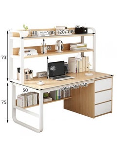 AIWANTO Desk with 2 Storage Shelves and Large 3 Drawers PC Multifunctional Home Office Modern Laptop Sturdy Shelves Simple Stylish Workstation Study Table 140x148x50cm  - Image 5