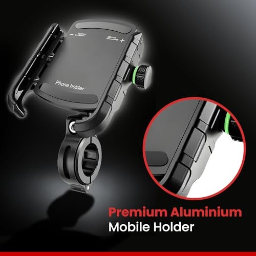 AUTOGUYS JG07 Mobile Holder for Bike Motorcycle Scooter Bicycle Bike Mobile Holder Waterproof with Handlebar & Mirror Dual Fittings Holder for Maps Navigation 360° Rotation Phone Mount-Black - Image 2
