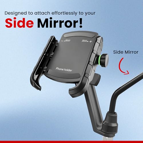 AUTOGUYS JG07 Mobile Holder for Bike Motorcycle Scooter Bicycle Bike Mobile Holder Waterproof with Handlebar & Mirror Dual Fittings Holder for Maps Navigation 360° Rotation Phone Mount-Black - Image 3