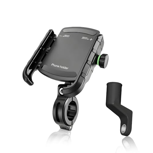 AUTOGUYS JG07 Mobile Holder for Bike Motorcycle Scooter Bicycle Bike Mobile Holder Waterproof with Handlebar & Mirror Dual Fittings Holder for Maps Navigation 360° Rotation Phone Mount-Black - Image 1