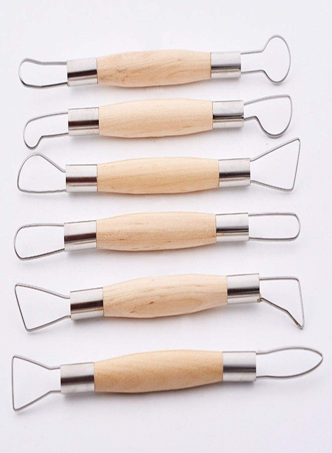 YYaaloa 6pcs Set Wood Crafts Clay Modeling Tool Pottery Carving Tools for Shaping and Sculpting for Ceramics Clay Pottery (Wood -6pcs) - Image 1