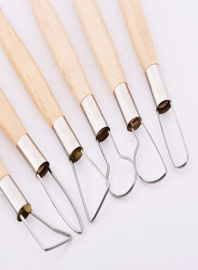YYaaloa 6pcs Set Wood Crafts Clay Modeling Tool Pottery Carving Tools for Shaping and Sculpting for Ceramics Clay Pottery (Wood -6pcs) - Image 3