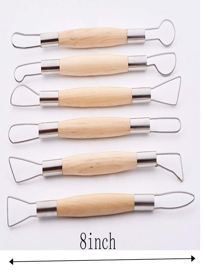 YYaaloa 6pcs Set Wood Crafts Clay Modeling Tool Pottery Carving Tools for Shaping and Sculpting for Ceramics Clay Pottery (Wood -6pcs) - Image 2