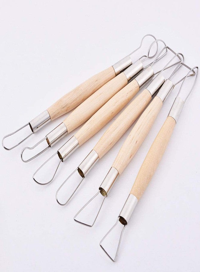 YYaaloa 6pcs Set Wood Crafts Clay Modeling Tool Pottery Carving Tools for Shaping and Sculpting for Ceramics Clay Pottery (Wood -6pcs) - Image 4