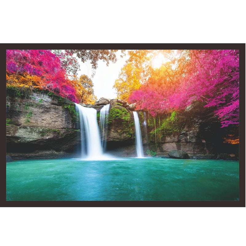 Mad Masters Waterfall Scenery Framed Photo Wall Hanging Home Decor Painting for Living Room Bedroom Decoration 19 x 13 InchCanvas
