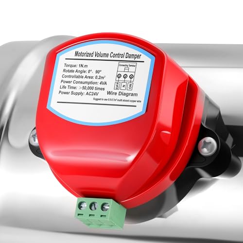 Aulmscn 4" Motorized Duct Damper,Adjustable HVAC Damper, Stainless Steel Backdraft Damper Airflow Control for HVAC Ventilation System,AC 24V (4inch) - Image 4