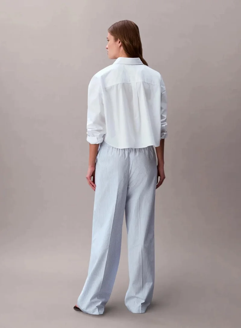 Calvin Klein Breezy Blue 3 Color Refined Stripe Poplin Elasticated Waist Trousers for Women | Best Price UAE